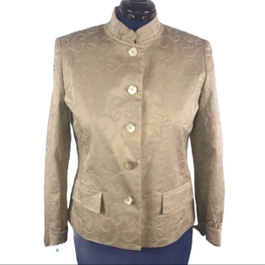 Jones NY Signature 10 gold embroidered 5 button high‎ collar jacket